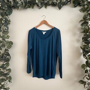 Athleta Athletic Stratus II Long Sleeve Scoop Neck Shirt Teal Women’s Size M